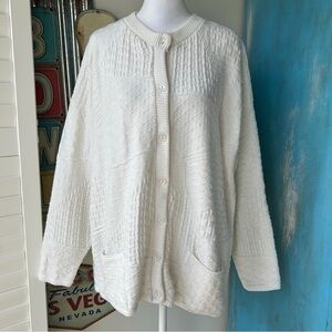 Vintage Jeric Knitwear White Pattern Clash Cardigan